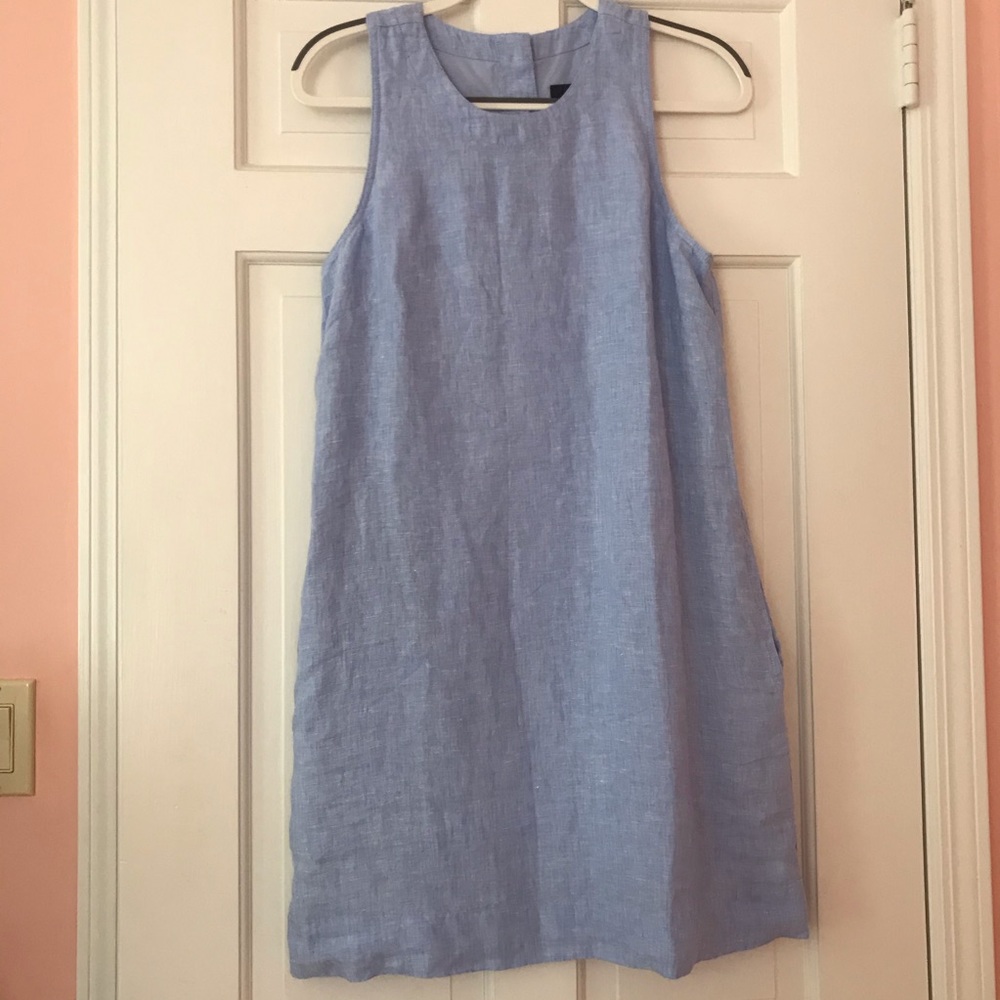 J CREW linen button back shift dress